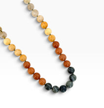 Carnelian & Smoky Quartz Multi Combination Hand Knotted Necklace Long 30”