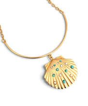 Concha Turquesa with Pearls on half Choker & half Chain 20”