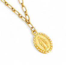 NEW! Virgen MILAGROSA Medium Charm Pearl Detail All Around with EUGENIA Chain ✨Short Necklace CHOOSE LENGTH: Short 16”-18”✨ Medium: 18”-20” or Longer-Mid Length: 20”-22”📸 Seen Above Longer-Mid