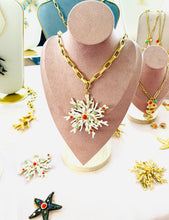 JUST ARRIVED!!! WHITE ENAMEL Snowflake Coral Like 🪸 Statement Pendant with Turquoise, Coral Color & Pearl Cabochons ✨Approx 3.5” Pendant ⭐️ Short Mid-Length Necklace 20-23”