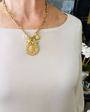 NEW! “SANTIAGO DE COMPOSTELA del CAMINO DE COMPOSTELA” ✨ Medal with Pearl & CZ Detail, Pearl Cross, Pearl & Clamshell Charms ✨ REGINA Chain Short Necklace 18”-20” Choose Initial Below ⬇️