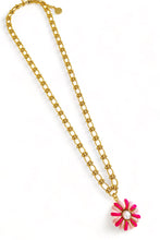 ONLY 2 LEFT!!! Daisy Flower with Magenta & Pink Enamel with Pearl Center ✨ VICTORIA Chain Long Necklace 30”