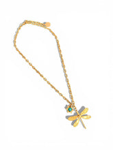 Libelula with Star Rays Turquoise Charm on Carola Chain Short Necklace 18”-20”