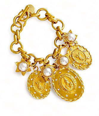 Fatima & Divino Niño Charm Bracelet with ISABELA Chain ✨ Pearl & CZ Inlay ✨ Choose Bracelet Length Below