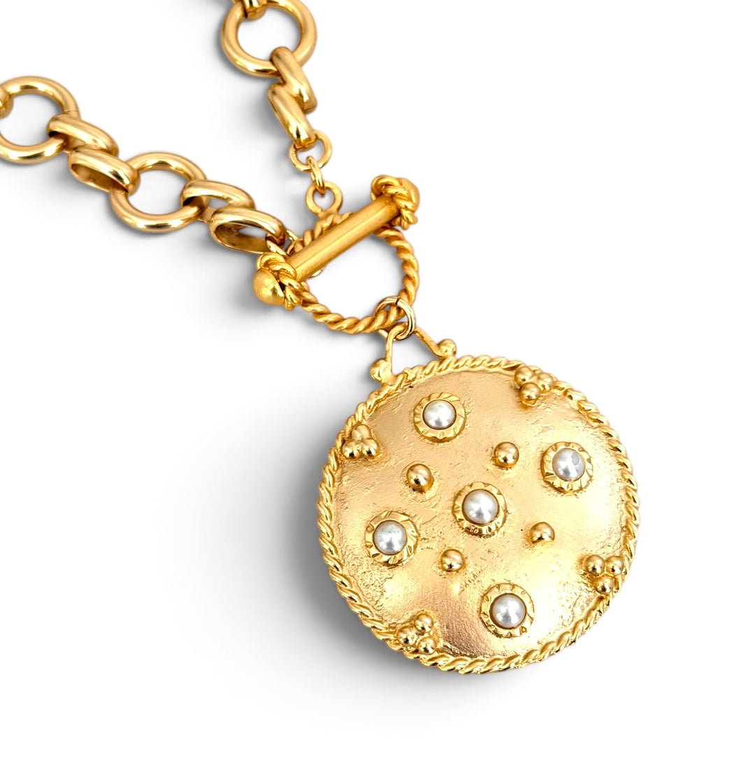 Large Medallion Signature Necklace with Isabela Chain 20”