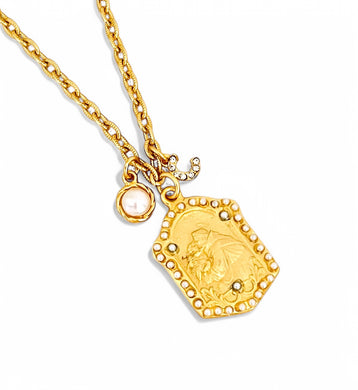 NEW!!! SAN ANTONIO Medium Charm with Pearls All Around ✨ Pearl Charm & Initial in Pave with CAMILA Chain ✨Short Necklace 18-20”✨ Choose Initial Below ⬇️