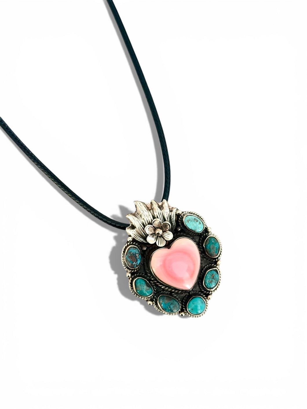 Corazon Rosa y Turquesa Short Necklace