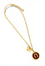 Heradura with Pave & Maroon Hand Painted Enamel 🎨 with Horse Charm ✨Short Necklace on Camila Chain