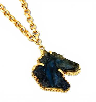 Labradorite for Inner Strength 🐴 Carved Horse Stone on Estefania Long Necklace