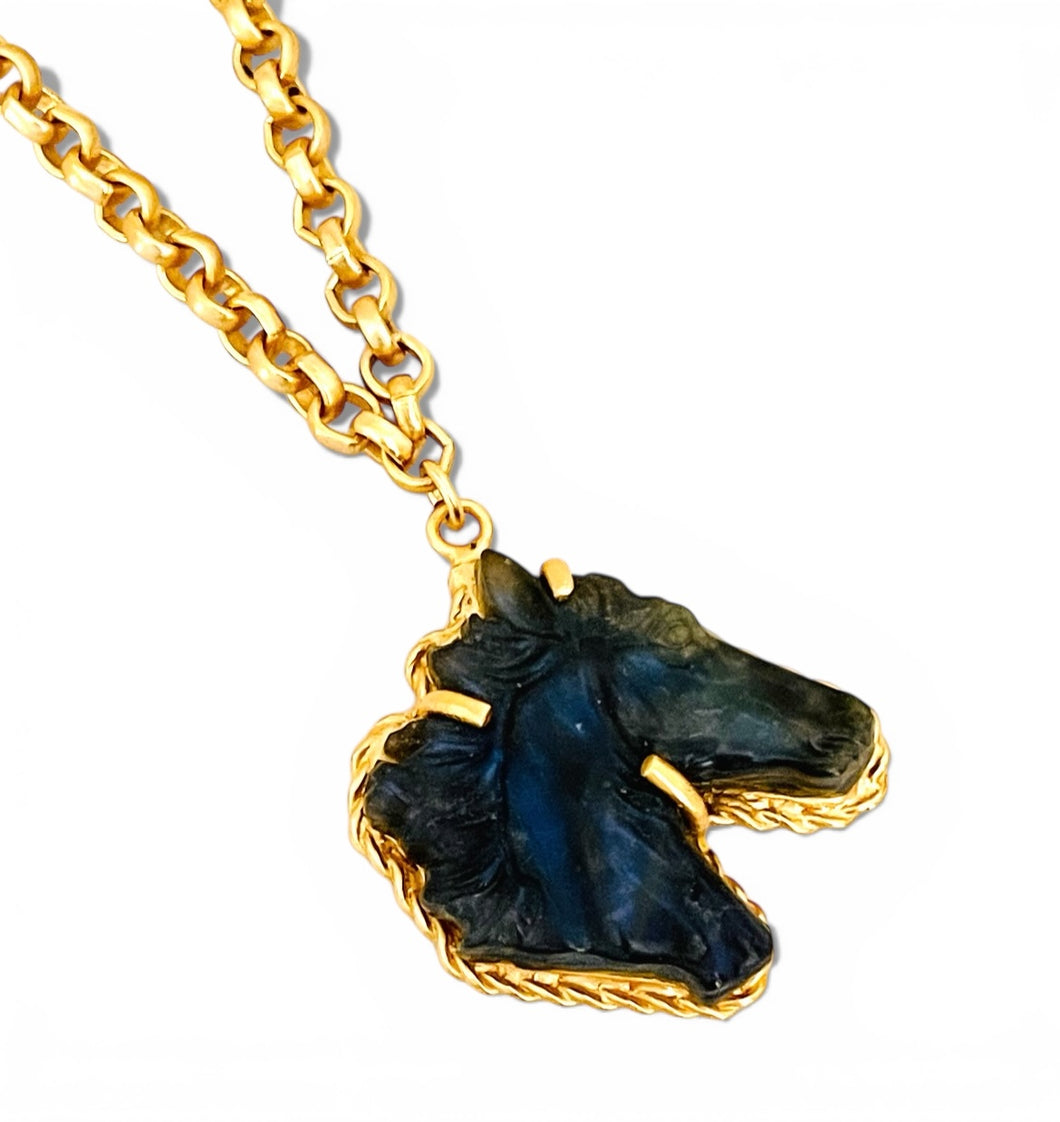 Labradorite for Inner Strength 🐴 Carved Horse Stone on Estefania Long Necklace