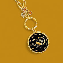 SCORPIO ♏️ Enamel Medallion with Birthstone & Initial with Regina Chain 18” Adj to 20” ✨ Choose Birthstone & Pave Initial ⬇️