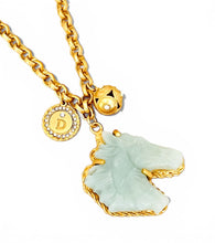 Opalite for Transformation 🐴 Carved Horse Stone with Pearl Dot Charm & Initial on Estefania Short Necklace (only in store)