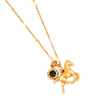 Horse Charm with Emerald on Cata Necklace Short