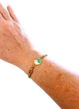 ONLY 2 LEFT!!! Yin & Yang Enamel White & Turquoise Bracelet ✨ REGINA Chain Toggle Bracelet✨Choose Bracelet Size Below ⬇️