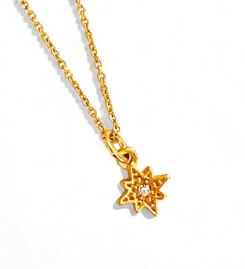 North Star 🌟 with Crystal & Dotted Pave ✨MIA Thin Chain 16”-18”