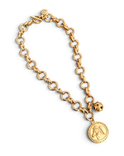 Horse Medallion Charm with Sphere Dot Charm in Black Enamel Isabela Chain Short Necklace 20”