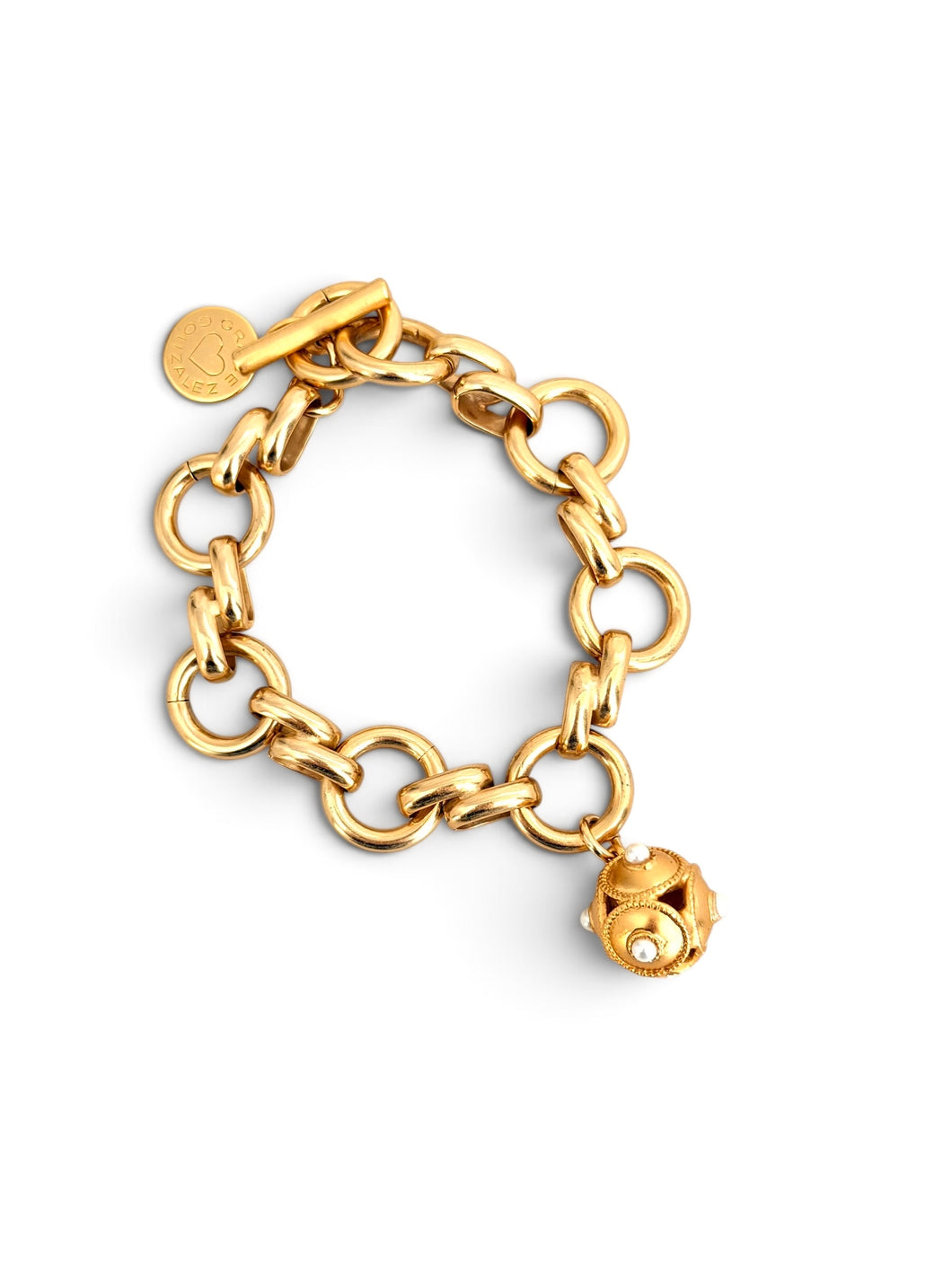 Sphere Dot Pearl Isabela Chain Bracelet with toggle 7 1/2” to 8” adj