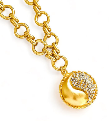 Yin & Yang Pave Medallion ✨ ISABELA Chain Long Necklace 30”