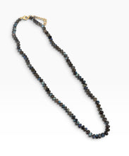 Labradorite Rondelle Hand Knotted Necklace Short 20”-22” with Gold 14K Vermeil Closure