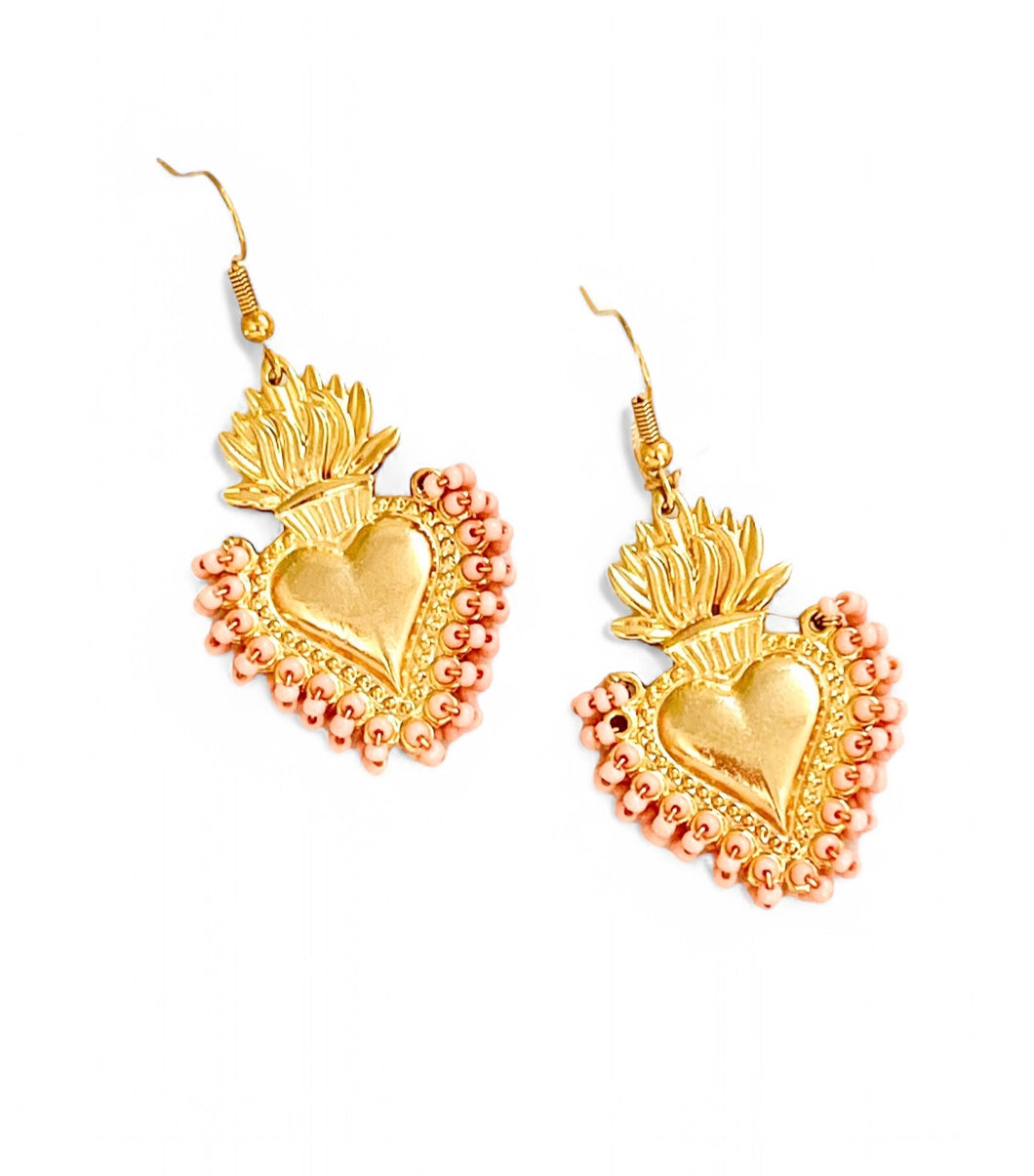 ONLY 1 LEFT!!! CORAZON Earring Pale Rose Color✨with Gold Plate