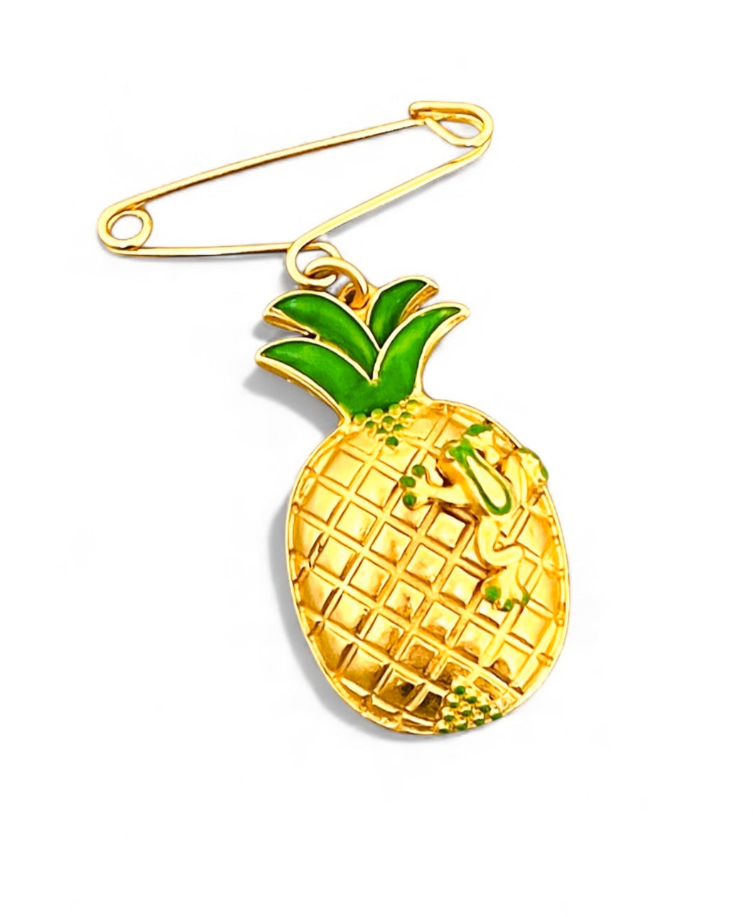 Piña 🍍 Coqui 🐸 🧷with Hand Painted Enamel Detail 🎨 A Wearable Sculpture