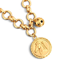 Horse Medallion Charm with Sphere Dot Charm in Black Enamel Isabela Chain Short Necklace 20”
