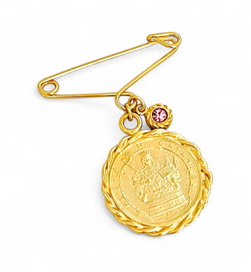 Santa AGATHA ✨ Patron Saint of Breast Cancer 💗 Round Charm & Rose Crystal ✨ Pin 🧷