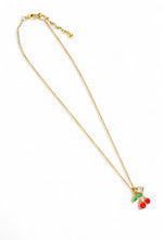 CHERRIES 🍒 w/ Mini PAVE Initial on Thin MIA Chain 16” Adj to 18” ✨ Choose Initial ⬇️
