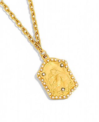 NEW! SAN ANTONIO Medium Charm Pearl Detail All Around with CAMILA Chain ✨Short Necklace CHOOSE LENGTH: Short 16”-18”✨ Medium: 18”-20” or Longer-Mid Length: 20”-22”📸 Seen Above Longer-Mid