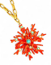 JUST ARRIVED!!! ✨ CORAL Enamel Snowflake Coral Like 🪸 with Turquoise Color & Pearl Cabochons ✨Statement Pendant Approx 3.5” ⭐️ Short Necklace 20-23”