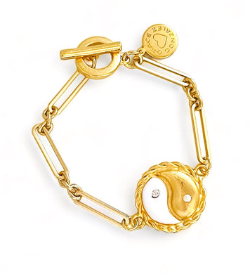 ONLY 1 LEFT!!! Yin & Yang White Enamel Bracelet ✨ SOFIA Chain Toggle Bracelet✨Choose Bracelet Size Below ⬇️