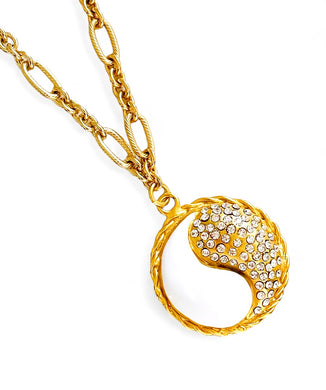 ONLY 1 LEFT!!! Ying & Yang White Enamel & Pave Medallion ✨ REGINA Chain Long Necklace 30”