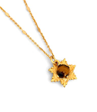 Tiger Eye Star Rays Charm on Cata Necklace Short