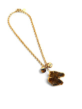 Horse Head Carved Tiger Eye with Tiger Eye Charm & Sphere Dot Charm in Maroon on Estefania Chain Short Necklace 20”-22”