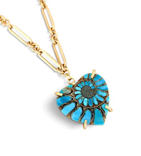 Heart Nautilus Genuine Turquoise on Sofia Chain Short 18-22” adj