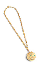 Concha Turquesa with Pearl on Daniela Chain Long Necklace 30”