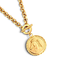 Horse Head Medallion Charm with Estefania Chain & Toggle Short Necklace 20”