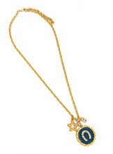 Heradura with Pave & BlueGray Hand Painted Enamel 🎨 with Star Charm ✨ Short Necklace on Camila Chain & Initial (initial only available in store or local pick-up)