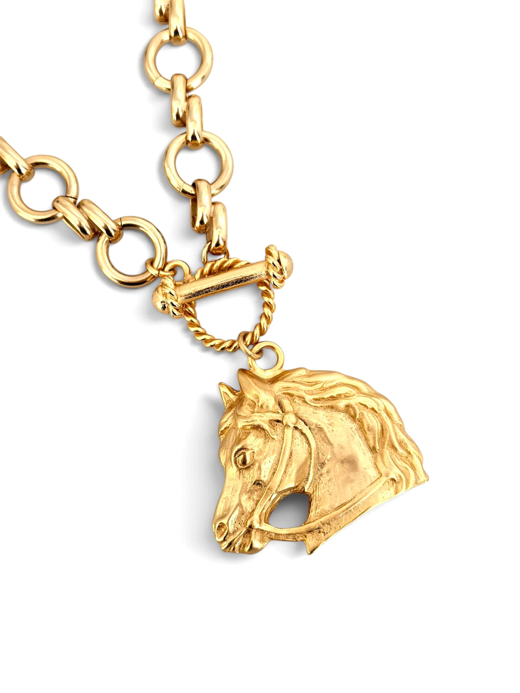Horse Head with Signature Toggle & Isabela Chain Short Necklace 22”