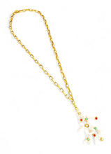 ONLY 1 LEFT!!! WHITE Enamel🪸 Coral Like 🪸Branch with Coral, Turquoise Color & Pearl Cabochons ✨Statement Pendant Approx 4” ⭐️ Long Necklace 30”