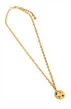 Dot Sphere Charm in Blue Gray Hand Painted Enamel ✨Short Necklace on Camila Chain