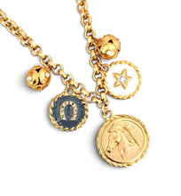 Horse Medallion Charm with Charms & Spheres on Estefania Short Necklace 18”-20”
