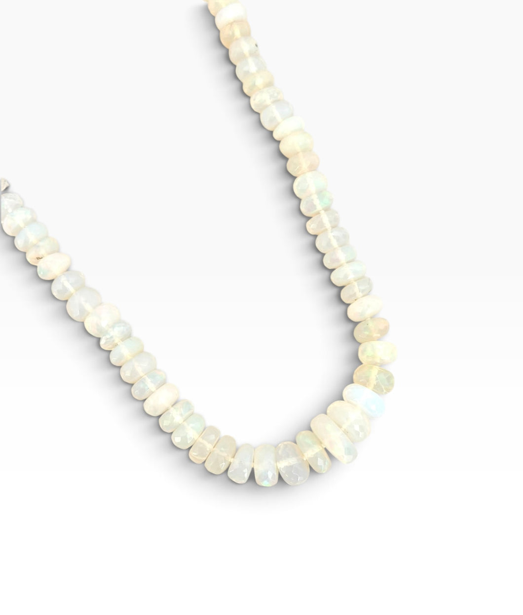 Gradated Opal Rondelle with Hand Knotting Necklace Short 20”-22” with Gold 14K Vermeil Closure