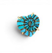 Heart Nautilus Genuine Turquoise RING Select Size