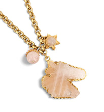 Rose Quartz Carved Horse Head with Charms on Estefania Chain Short 20-22”