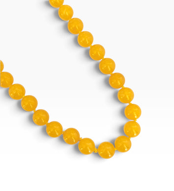Yellow Jade Hand Knotted Long Necklace 30”