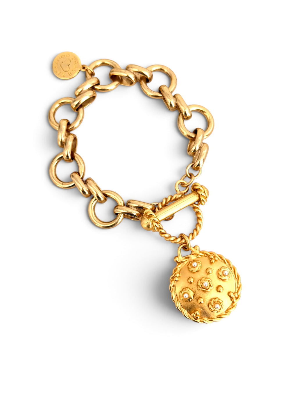 Small Signature Medallion Isabela Bracelet 8” with Signature Twist Toggle