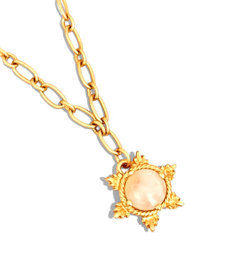 Star Rays Rose Quartz Charm on Eugenia Short Necklace 18”-20”