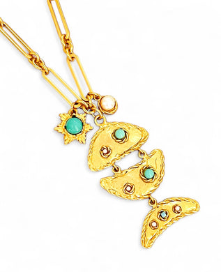 ONLY 1 LEFT!!! Pescare Medium Dangle Turquoise Color with Pearl ✨Short Necklace