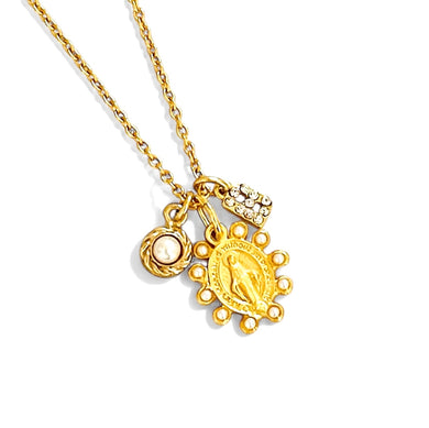 Milagrosa Mini Oval Pearl Charm with Pearl Charm on Thin MIA Chain 16” Adj to 18” ✨ Choose Initial ⬇️